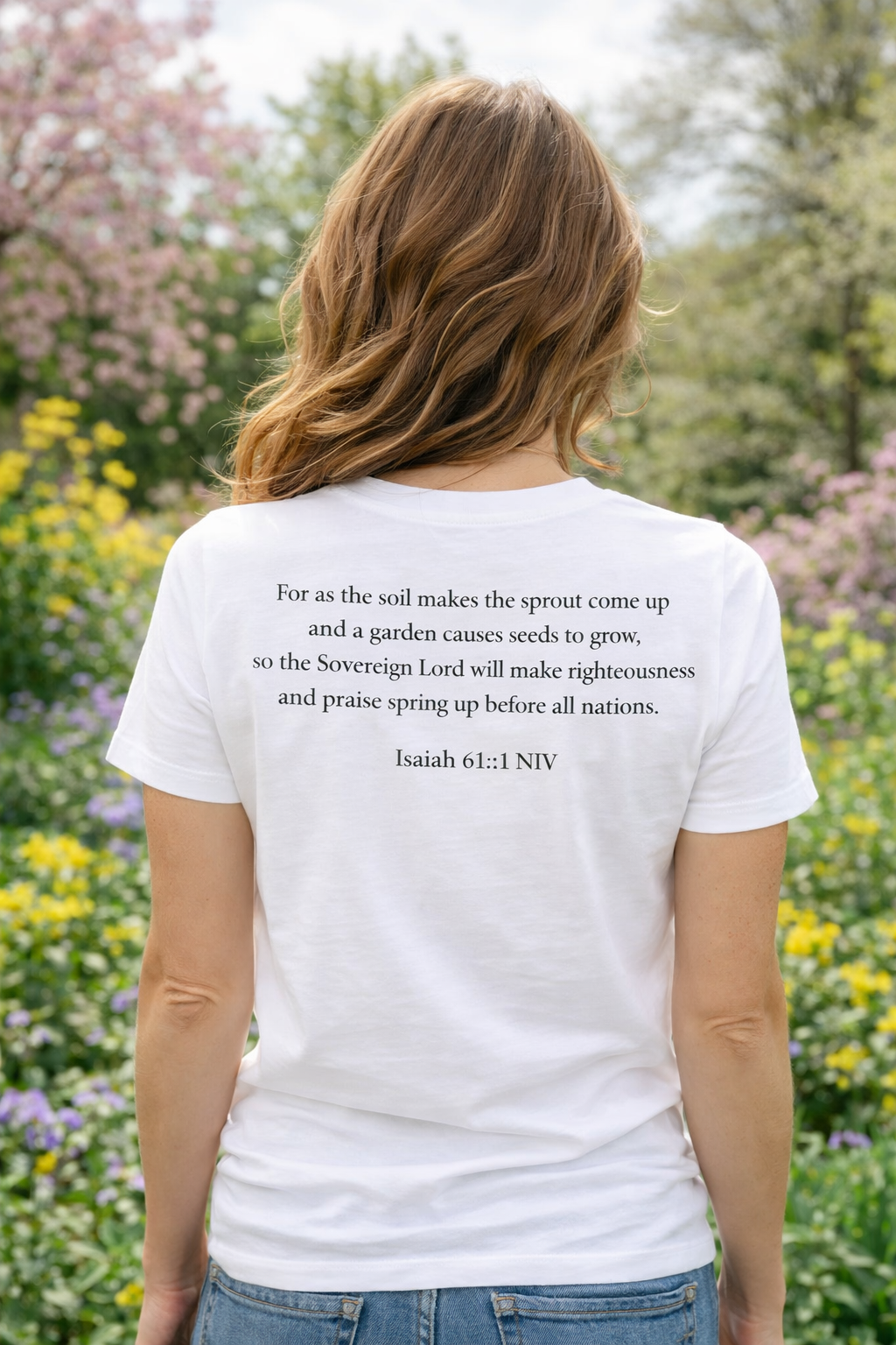 Spring Bouquet V-Neck Tee — "Live In The Springtime" Floral Shirt
