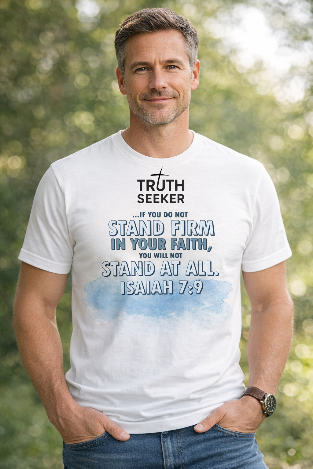 Truth Seeker “Stand Firm in Your Faith” Tee | Isaiah 7:9 Christian Shirt