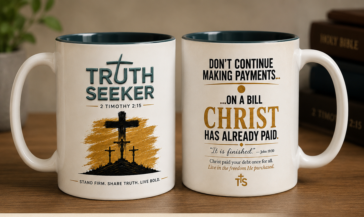 Truth Seeker™ Ceramic Mug – "Christ Has Already Paid" Christian Coffee Mug (11oz & 15oz)