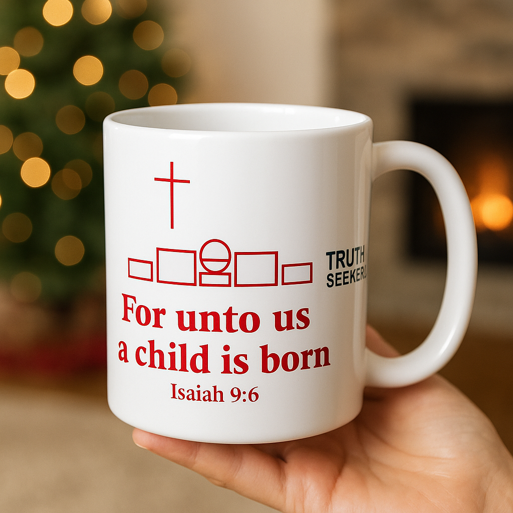 “For Unto Us A Child Is Born – Christmas Nativity Mug | Truth Seeker Collection”